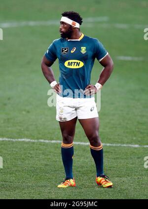 Siya Kolisi d'Afrique du Sud pendant la série Lions de Castle Lager, premier match de test au stade du Cap, Cape Town, Afrique du Sud. Date de la photo: Samedi 24 juillet 2021. Banque D'Images