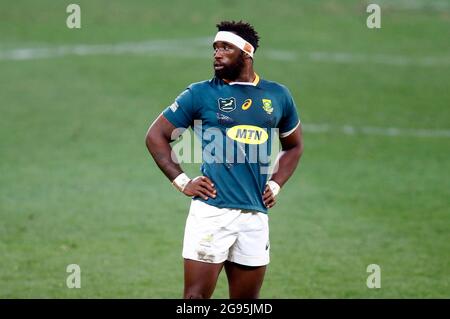 Siya Kolisi d'Afrique du Sud pendant la série Lions de Castle Lager, premier match de test au stade du Cap, Cape Town, Afrique du Sud. Date de la photo: Samedi 24 juillet 2021. Banque D'Images