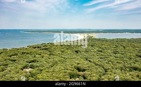 Vue aérienne de Sammy's Beach, East Hampton Banque D'Images