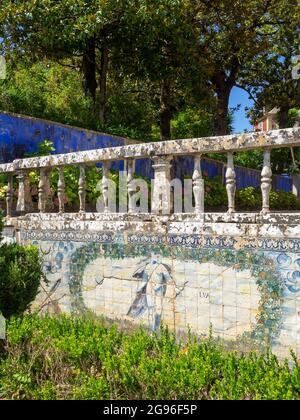 Le jardin du Palais Fronteira est carrelé avec une allégorie à la Lune Banque D'Images