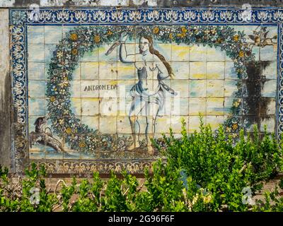 Le jardin du Palais Fronteira est carrelé avec une allégorie à Andromeda Banque D'Images