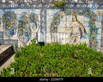 Le jardin du Palais Fronteira est carrelé avec une allégorie à Cassiopée Banque D'Images