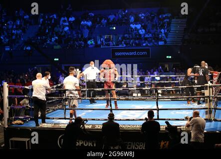 Joe Joyce se promène avant les championnats WBO International, WBC Silver et Commonwealth Heavyweight Title à la SSE Arena de Londres. Date de la photo: Samedi 24 juillet 2021. Banque D'Images