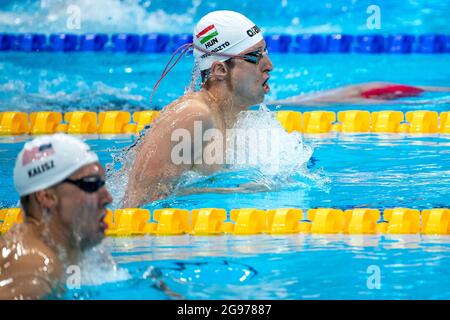 TOKYO, JAPON - JUILLET 24 : David Verraszto de Hongrie en compétition dans le medley individuel de 400 m masculin lors des Jeux Olympiques de Tokyo 2020 au Centre aquatique de Tokyo le 24 juillet 2021 à Tokyo, Japon (photo de Giorgio Scala/Orange Pictures) Banque D'Images