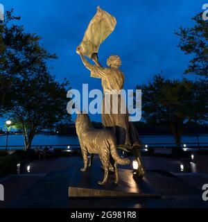 Waving Girl Statue, Savannah, Géorgie, États-Unis Banque D'Images