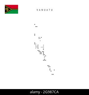 Carte à motif points carrés de Vanuatu. Carte de pixels en pointillés de Vanuatu avec drapeau national isolé sur fond blanc. Illustration vectorielle. Illustration de Vecteur