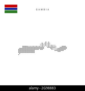 Carte de motif à points carrés de Gambie. Carte de pixels en pointillés gambien avec drapeau national isolé sur fond blanc. Illustration vectorielle. Illustration de Vecteur