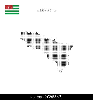 Carte à motif points carrés de l'Abkhazie. Carte de pixels abkhaze avec drapeau national isolé sur fond blanc. Illustration vectorielle. Illustration de Vecteur