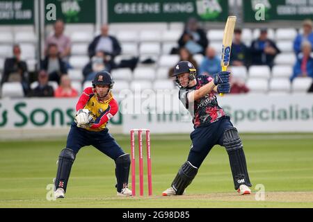 Jordan Cox dans l'action de batting pour Kent pendant Essex Eagles vs Kent Spitfires, Vitality Blast T20 Cricket au terrain du comté de Cloudfm le 25 juin 2021 Banque D'Images