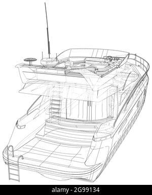 Vectorisation Yacht. Yacht à moteur à châssis métallique. Format EPS10. Vecteur créé de la 3d Illustration de Vecteur