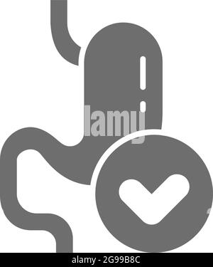 Vecteur sain estomac, probiotiques bactéries icône grise. Illustration de Vecteur