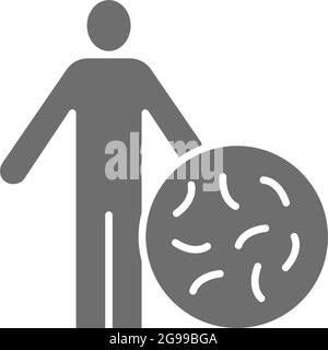 Personne avec de bonnes bactéries, probiotiques icône grise. Illustration de Vecteur