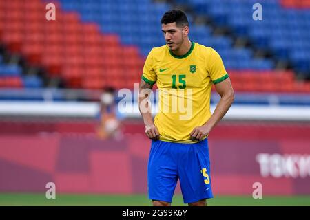 Yokohama, Japon. 25 juillet 2021. YOKOHAMA, JAPON - 25 JUILLET : Nino du Brésil pendant le match du tournoi de football olympique de Mens de Tokyo 2020 entre le Brésil et la Côte d'Ivoire au stade Nissan le 25 juillet 2021 à Yokohama, Japon (photo de Pablo Morano/Orange Pictures) crédit : Orange pics BV/Alay Live News crédit : Orange pics BV/Alay Live News Banque D'Images