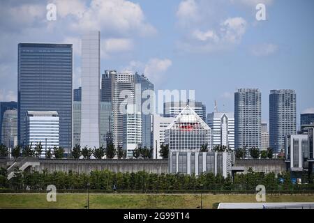 25 juillet 2021, Japon, Tokio : Panorama de la ville de Tokyo pendant les Jeux Olympiques. Photo: Marijan Murat/dpa Banque D'Images