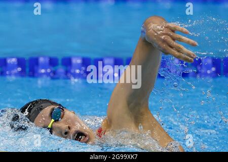 Tokyo, Japon. 25 juillet 2021. Yui Ohashi de Team Japan participe au programme féminin Medley de 400 m au Tokyo Aquatics Centre, lors des Jeux Olympiques d'été de Tokyo, au Japon, le dimanche 25 juillet 2021. Photo par Tasos Katopodis/UPI. Crédit : UPI/Alay Live News Banque D'Images