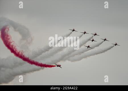 RAF flèches rouges au Duxford Airshow 24/7/21 Banque D'Images