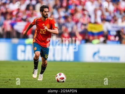 Moscou, Russie – 1er juillet 2018. Espagne équipe nationale de football mi-fielder isco lors de la coupe du monde de la FIFA 2018 Round of 16 Match Espagne contre Russie Banque D'Images