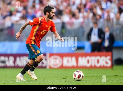 Moscou, Russie – 1er juillet 2018. Espagne équipe nationale de football mi-fielder isco lors de la coupe du monde de la FIFA 2018 Round of 16 Match Espagne contre Russie Banque D'Images