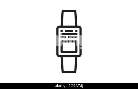 Montre intelligente simple noir ligne web icône illustration vectorielle. Illustration de Vecteur