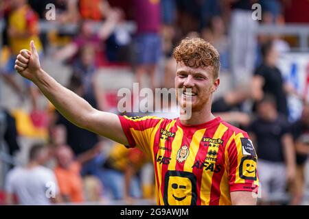 MECHELEN, BELGIQUE - JUILLET 25 : Ferdy Druijf de KV Mechelen lors du match Jupiler Pro League entre KV Mechelen et Royal Antwerp FC à AFAS Stadion le 25 juillet 2021 à Mechelen, Belgique (photo de Jeroen Meuwsen/Orange Pictures) Banque D'Images