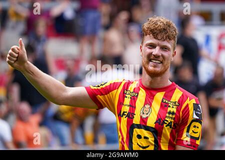 MECHELEN, BELGIQUE - JUILLET 25 : Ferdy Druijf de KV Mechelen lors du match Jupiler Pro League entre KV Mechelen et Royal Antwerp FC à AFAS Stadion le 25 juillet 2021 à Mechelen, Belgique (photo de Jeroen Meuwsen/Orange Pictures) Banque D'Images