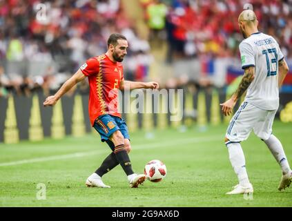 Moscou, Russie - 1er juillet 2018. L'équipe nationale espagnole de football a fait marche arrière Dani Carvajal pendant la coupe du monde de la FIFA 2018 Round of 16 Match Espagne vs R. Banque D'Images