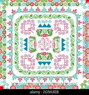 Seamless pattern design inspiré par la broderie traditionnelle Hongroise Illustration de Vecteur