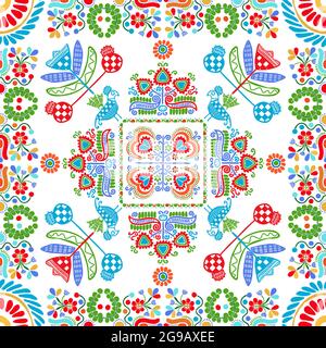 Seamless pattern design inspiré par la broderie traditionnelle Hongroise Illustration de Vecteur