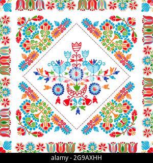 Seamless pattern design inspiré par la broderie traditionnelle Hongroise Illustration de Vecteur