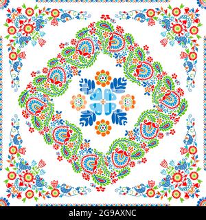 Seamless pattern design inspiré par la broderie traditionnelle Hongroise Illustration de Vecteur