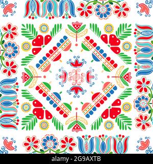 Seamless pattern design inspiré par la broderie traditionnelle Hongroise Illustration de Vecteur