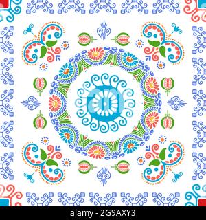 Seamless pattern design inspiré par la broderie traditionnelle Hongroise Illustration de Vecteur