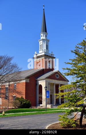 Elmhurst, Illinois, États-Unis. Chapelle commémorative Hammerschmidt sur le campus de l'université d'Elmhurst. Banque D'Images