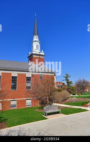 Elmhurst, Illinois, États-Unis. Chapelle commémorative Hammerschmidt sur le campus de l'université d'Elmhurst. Banque D'Images