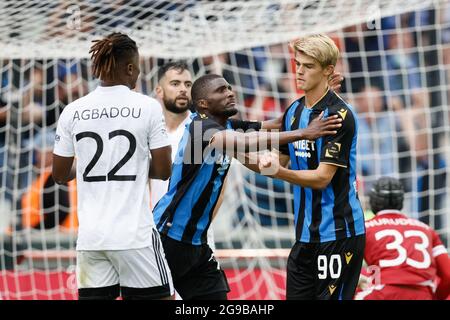 Charles de Ketelaere du Club célèbre après avoir obtenu son score lors d'un match de football entre le Club Brugge et KAS Eupen, dimanche 25 juillet 2021 à Brugge, le 1er jour Banque D'Images