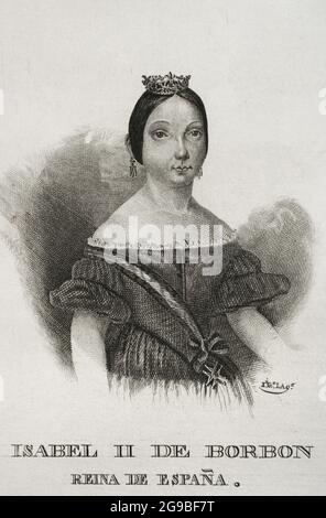 Isabella II (1830-1904). Reine d'Espagne (1833-1868). Portrait. Gravure. Panorama Español, Crónica Contemporánea. Madrid, 1842. Banque D'Images