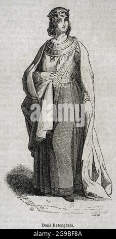 Berengaria (1180-1246). Reine de Castille et Reine consort de Leon. Portrait. Gravure par Capuz. Historia général España par le Père Mariana. Madrid, 1852. Auteur: Tomás Carlos Capuz (1834-1899). Graveur espagnol et xylographe. Banque D'Images