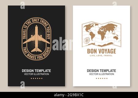 Badge Born voyage, logo. Live, amour, Voyage inspiration citations avec l'avion, plan de voyage silhouette. Illustration vectorielle. Motivation pour voyager Illustration de Vecteur