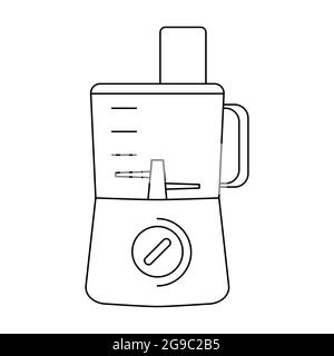 Icône de contour du robot ménager. Panneau du mélangeur fin isolé sur fond blanc. Illustration vectorielle pour la conception de sites Web. Petit appareil pour la cuisine et Illustration de Vecteur