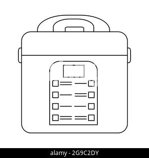 Icône de contour du cuiseur multifonction. Panneau fin de cuisinière lente isolé sur fond blanc. Illustration vectorielle pour la conception de sites Web. Petit appareil pour la cuisine et Illustration de Vecteur