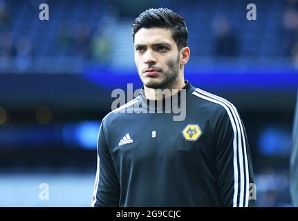 LONDRES, ANGLETERRE - 1er mars 2020 : Raul Jimenez de Wolverhampton photographié avant le match de la Premier League 2020/21 entre Tottenham Hotspur FC et Wolverhampton FC au stade Tottenham Hotspur. Banque D'Images