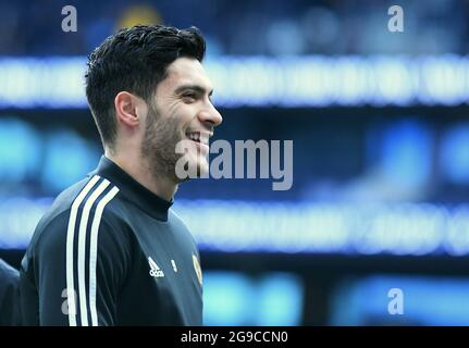 LONDRES, ANGLETERRE - 1er mars 2020 : Raul Jimenez de Wolverhampton photographié pendant le match de la Premier League 2020/21 entre Tottenham Hotspur FC et Wolverhampton FC au stade Tottenham Hotspur. Banque D'Images