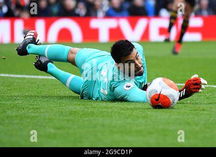 LONDRES, ANGLETERRE - 1er mars 2020 : Paulo Gazzaniga de Tottenham photographié pendant le match de la Premier League 2020/21 entre le Tottenham Hotspur FC et le Wolverhampton FC au stade Tottenham Hotspur. Banque D'Images