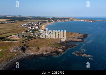 Vue aérienne d'Elie et d'Earlsferry, East Neuk, Fife, Écosse. Banque D'Images