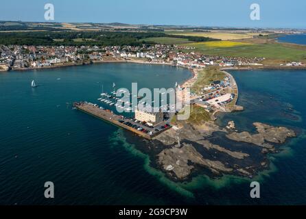 Vue aérienne d'Elie et d'Earlsferry, East Neuk, Fife, Écosse. Banque D'Images