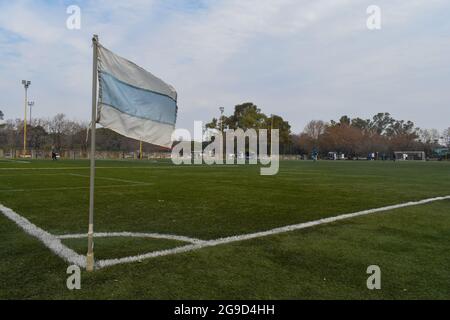 drapeau d'angle et drapeau de match de football Banque D'Images