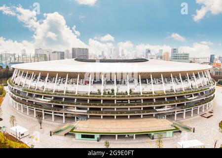 Nouveau stade national en construction pour les Jeux Olympiques de Tokyo 2020, TOKYO, JAPON - 26 janvier 2020 Banque D'Images