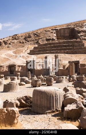 Persepolis, hall de cent colonnes, palais, 100 colonnes, capitale de l'empire achéménide, province de Fars, Iran, Perse, Asie occidentale, Asie Banque D'Images