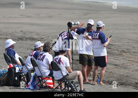 Chiba, Japon. 26 juillet 2021. Équipe USA Surfing : le Round féminin 3 lors des Jeux Olympiques de Tokyo 2020 à la Plage de surf de Tsurigasaki à Chiba, Japon . Credit: KONDO/AFLO/Alay Live News Banque D'Images