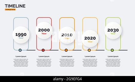 Modèle conceptuel d'infographie minimale avec chronologie vectorielle, avec cinq périodes de temps. Contour modifiable Illustration de Vecteur